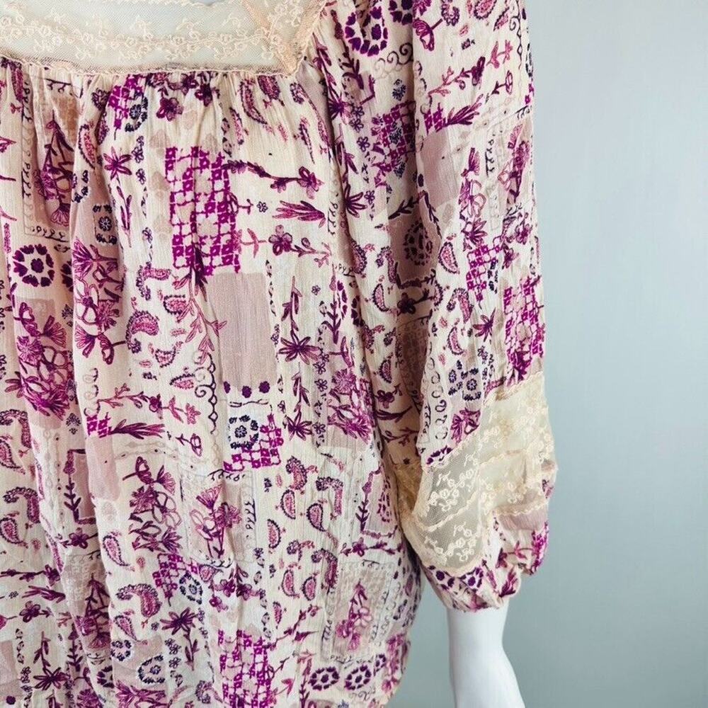 New Maurices Womans Plus Sz 2X Blouse 3/4 Sleeve Top Lace Floral NWT - Picture 4 of 7